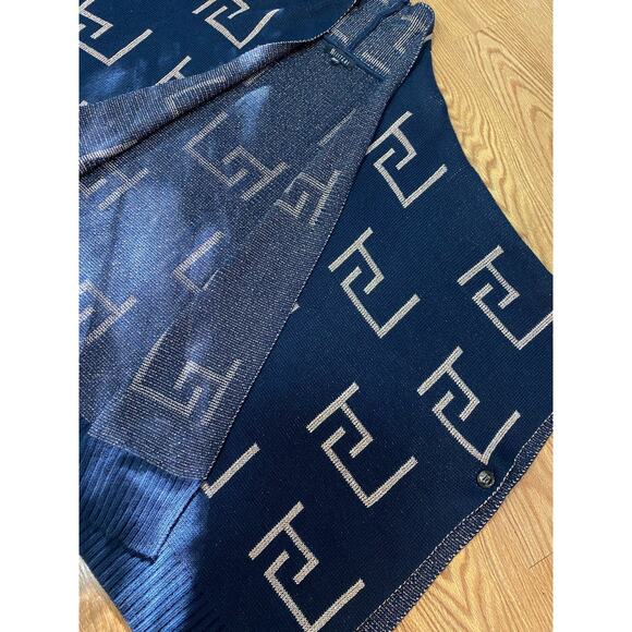 Sisters Navy and Gold Poncho Sweater Cardigan One Size - Picture 3 of 5